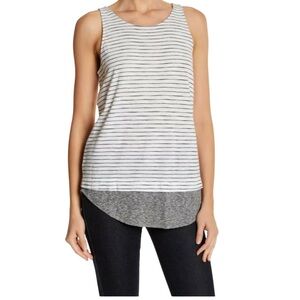 Vince Mixed Media Slub Striped Tank Top